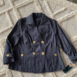 Jones New York Women's Double-Breasted Navy Jacket
